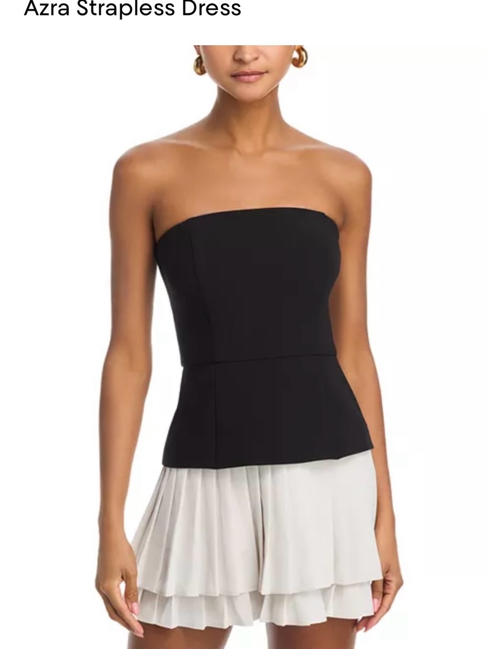 French Connection Black Strapless Peplum Top with White Layered Skirt